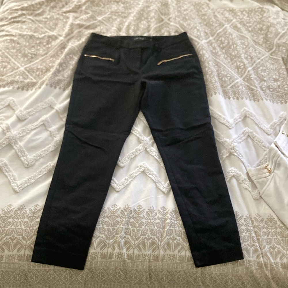 Black pants with gold accent zippers size 8